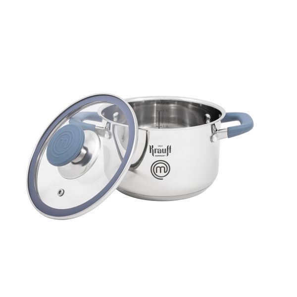 Набор кастрюль Master Chef Krauff 6,1л, 4,7л и 2л со стеклянными крышками 66-444-521 фото