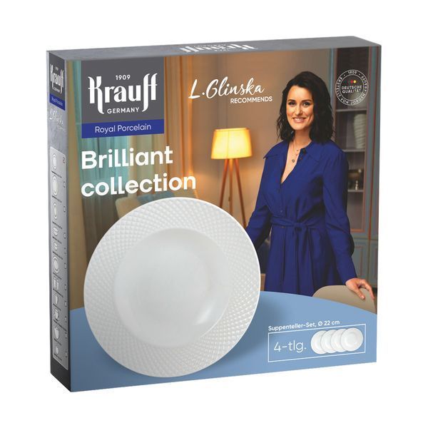 Набір обідніх тарілок 27см та супових тарілок 22,2см Brilliant Collection Krauff 66-444-359 фото