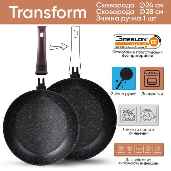 Набор сковороды 28см и блинной сковороды 24см со съемными ручками Transform Krauff 66-444-603 фото