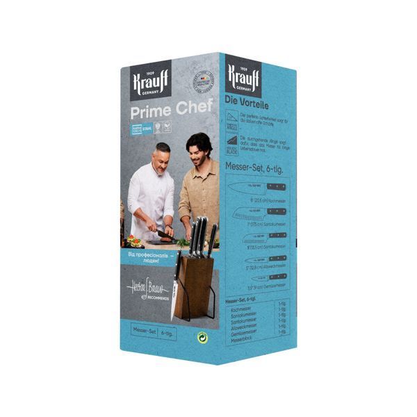 Набір ножів Prime Chef 6 предметів на підставці Krauff 66-444-635 фото