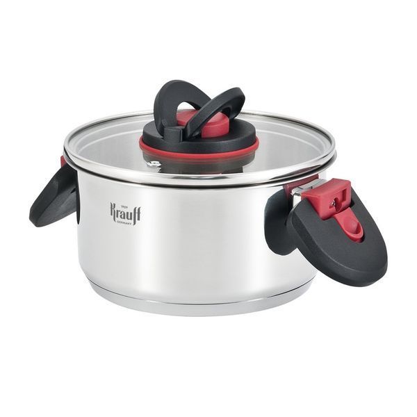 Набір із 2 каструль Prime Chef 6,1л та 1,9л зі скляними кришками і набір ножів 3 предмети Krauff 66-444-578 фото