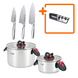 Набір із 2 каструль Prime Chef 6,1л та 1,9л зі скляними кришками і набір ножів 3 предмети Krauff 66-444-578 фото 1