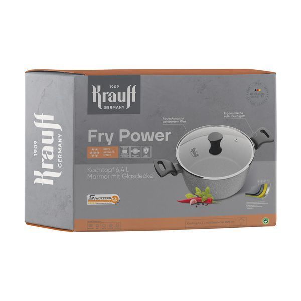 Набор кастрюль 6,4л, 4,2л и ковша 1,1л Fry Power Krauff со стеклянными крышками + ПОДАРКИ 66-444-620 фото