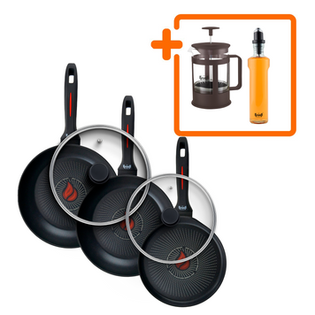 Набір сковорід Smart Fry 26см, 28см та млинцевої сковороди 24см з кришками 26см і 28см Krauff + ПОДАРУНКИ 66-444-671 фото